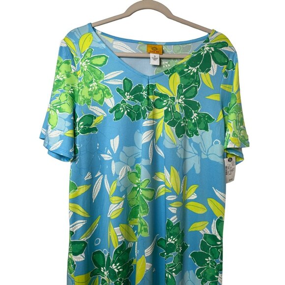NWT Ruby Rd V Neck Short Sleeve Swing Hawaiian Floral Print Dress Size Small - Picture 4 of 6